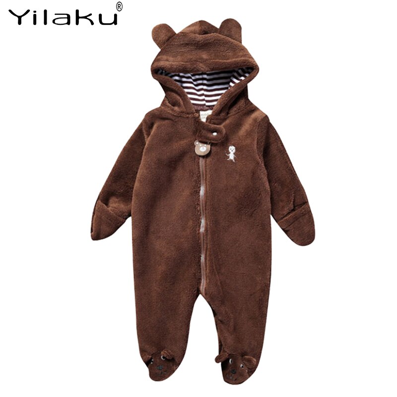 Yilaku Baby Kleding Herfst Hooded Baby Meisje Romper Wrap Voet Peuter Jongens Jumpsuit Beer Cartoon Kids Baby Unisex Een-stuk YY065