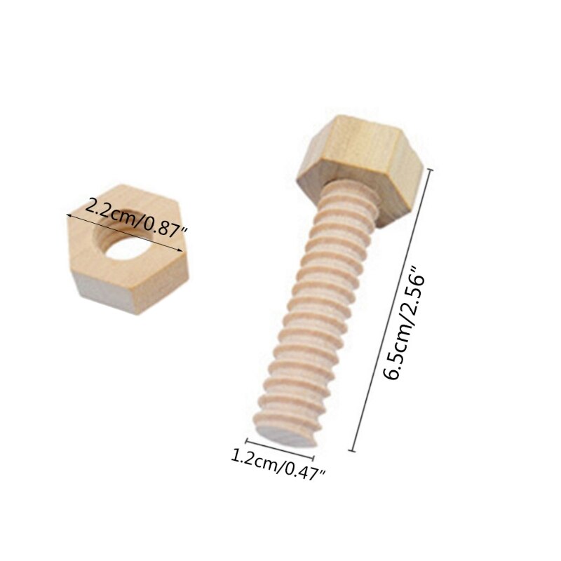 3 Pcs Child Wooden Screw Nut Building Assembling Blocks Hands-on Teaching Aid Early Educational Puzzle Toys