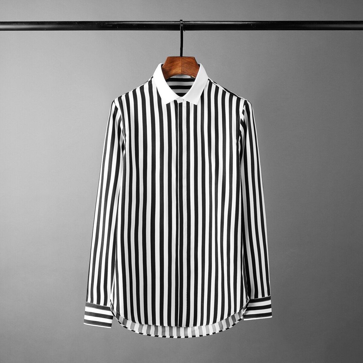 Cotton Mens Shirts Luxury Vertical Stripe Long Sleeve Casual Mens Dress Shirts Plus Size 4xl Slim Fit Party Man Shirts