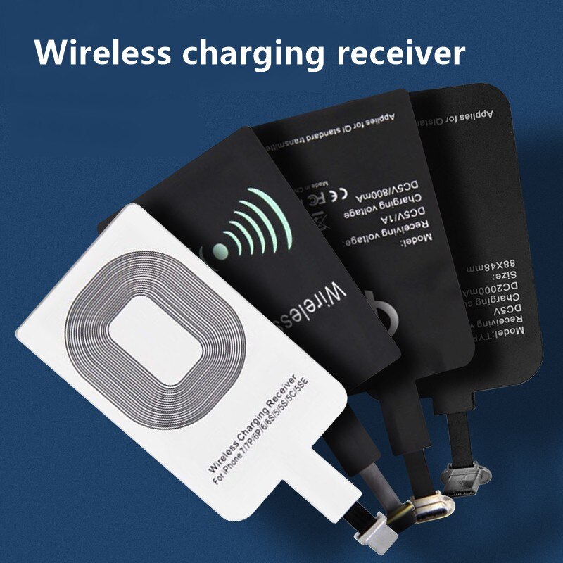 Lightweight Qi Wireless Charging Receiver For Samsung Huawei Xiaomi Universal Micro USB Type C Fast Wireless Charger Adapter