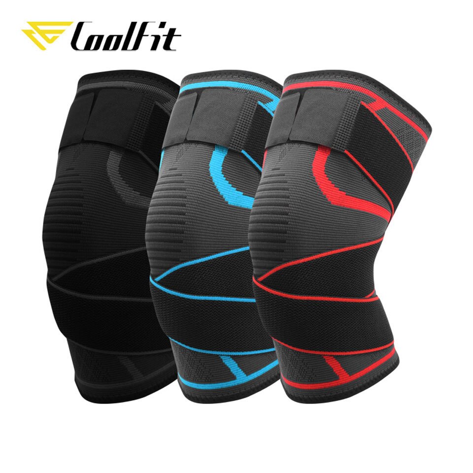 CoolFit 1 Pair Knee Brace Compression Sleeve with Strap for Best Support & Pain Relief for Meniscus Tear, Arthritis, Basketball