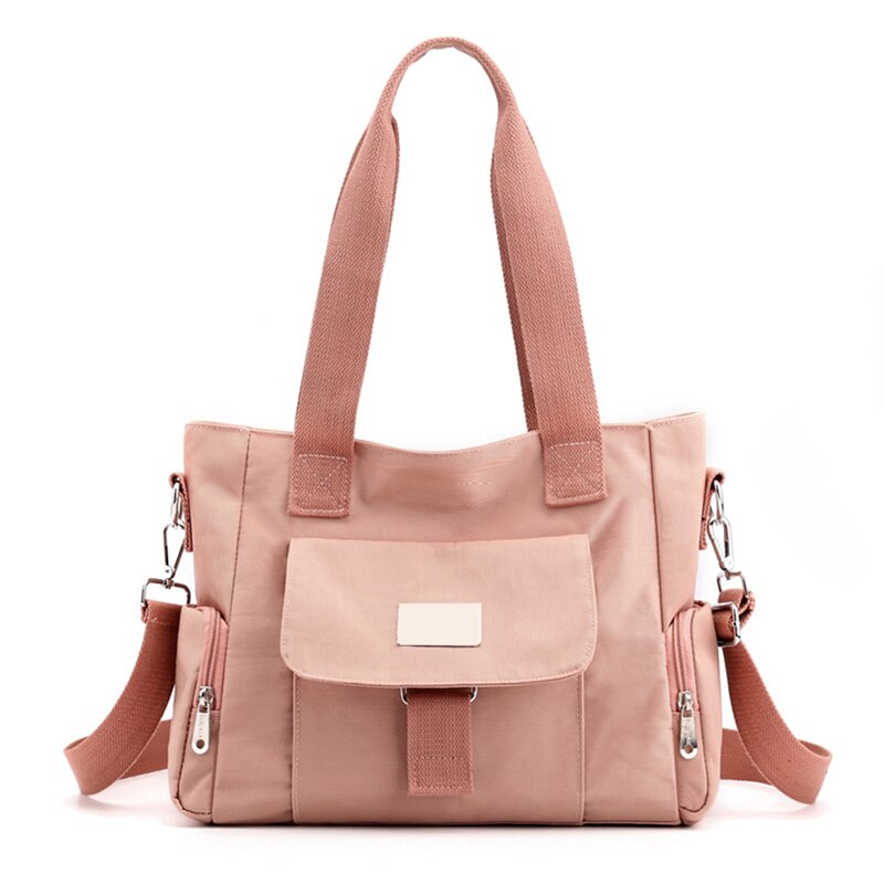Dropshipping multiuso bolsa feminina à prova dnylon água tote de náilon viagem mensageiro sacos crossbody para mulher bolsa feminina sacos de ombro: Pink