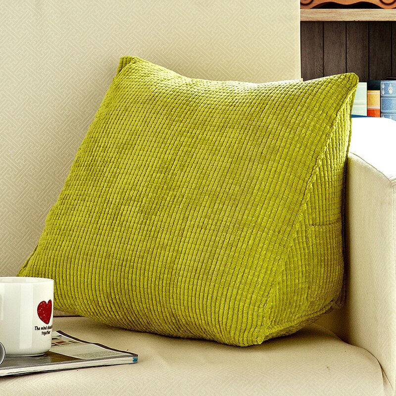 Sängläskudde mjuk trekantig stor ryggkudde för säng soffa bäddsoffa kudde tvättbar ryggstödskudde för säng: Grön / 60 x 50 x 30cm