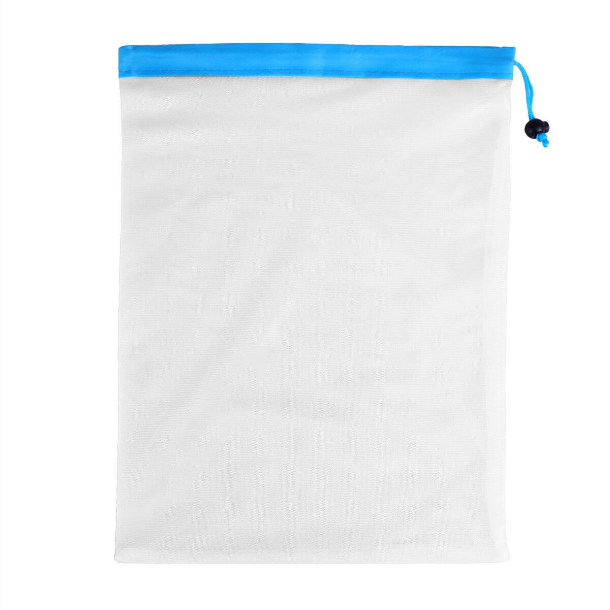 Reusable Produce Mesh Bag Vegetable Fruit Toys Breathable Storage Bags Grocery Shopping Pouch Washable Eco Friendly Organizer: blue L-1pcs