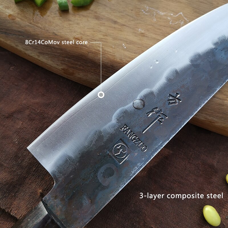 Cuchillo Santoku hecho a mano, 7 pulgadas, 3 capas, japonés, AUS10, cuchilla de alto carbono, Chef, cocina, cuchillos profesionales, herramientas para cortar