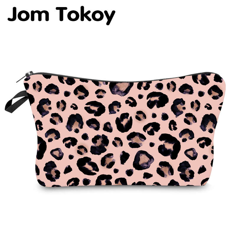 Jom tokoy vandtæt makeup taske udskrivning leopard kosmetik taske arrangør taske kvinder multifunktionel skønhedspose hzb 974