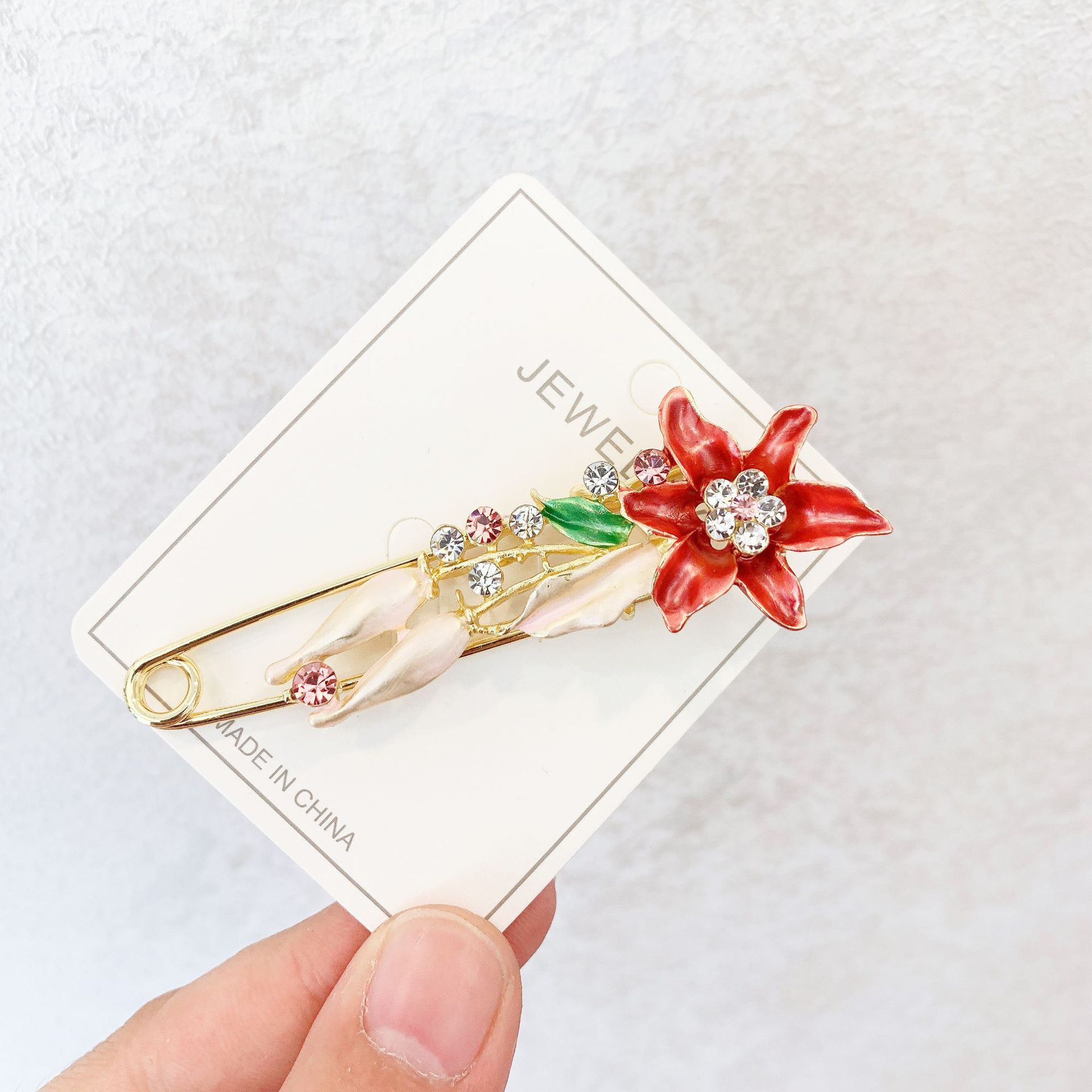Sjal blomst broche diamant olie lilje tulipan sommerfugl stor nål sikkerhedsnål frakke kjole anti-genskin silke tørklæde spænde: 7