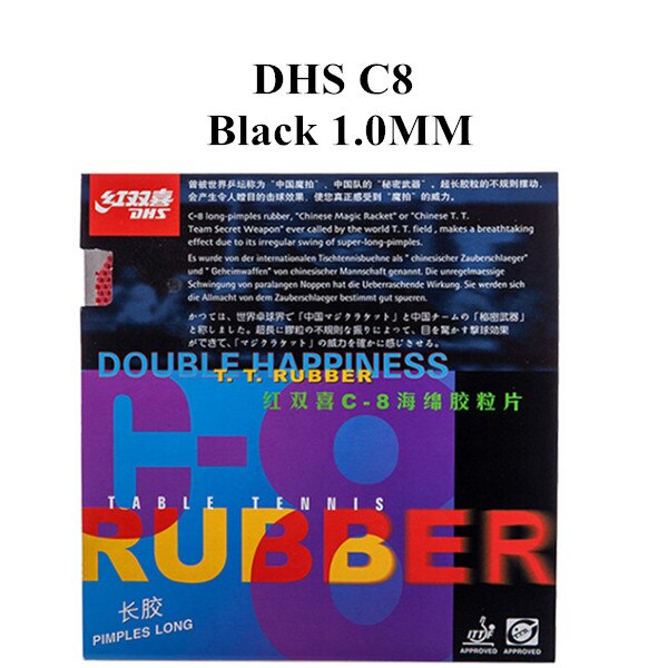 DHS C-8 C8 C 8 Lange Pips-Out Tafeltennis/PingPong Rubber Met Spons (1.0mm): BLACK with sponge