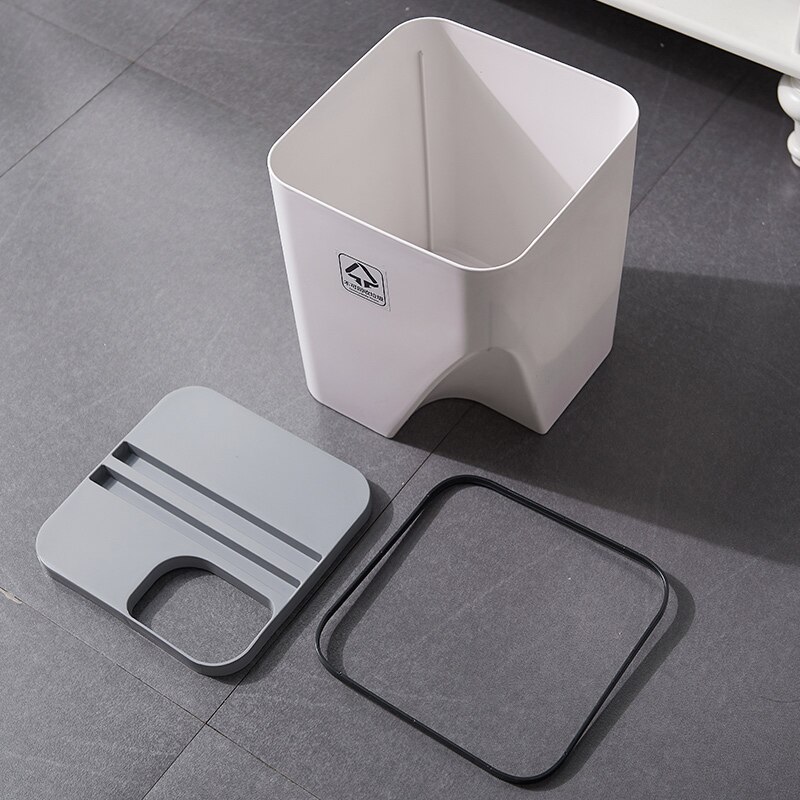 Stackable trash can with lid kitchen waste bin bathroom household wet and dry plastic living room paper basketYHJ110701