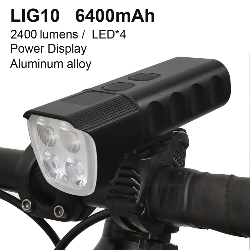 Newboler 2400 Lumen Fiets Licht Led Koplamp Fiets Lamp Usb Oplaadbare 5200Mah Mtb Fiets Licht Zaklamp Fiets Accessoires: LIG010