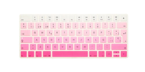 Spanish Language Silicone Keyboard Cover Skin for Apple Magic Keyboard Wireless Bluetooth MLA22LL/A A1644 European ISO Layout: fadepink