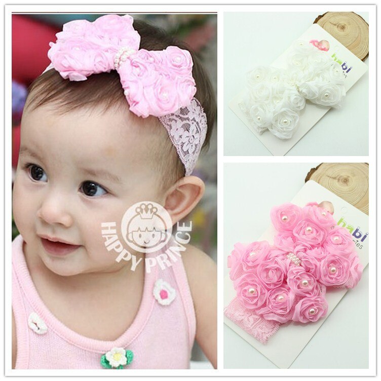 1 Piece MAYA STEPAN Baby Headband Bowknot Handmade DIY Toddler Infant Kids Hair Girl Newborn Bows Lace Chiffon Pearl Turban