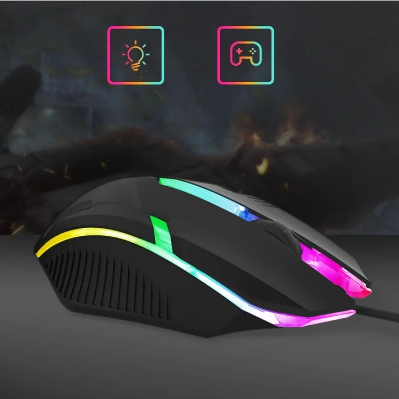 Kolorowa przewodowa mysz robić gier USB komputerowa mysz z oświetleniem DPI RGB robić komputera PC laptop artykuły biurowe w domu