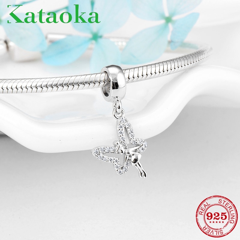 925 Sterling Zilver Vonken Vlinder Fairy Charms Zirkoon Hangers Kralen Fit Kataoka Charms Originele Armbanden Armbanden Sieraden