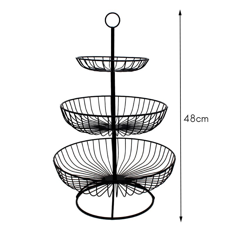 3-Layer Eenvoudige Ronde Iron Art Huishoudelijke Fruit Lade Aanrecht Fruitmand Lade Rack Opslag Mand Opbergdoos