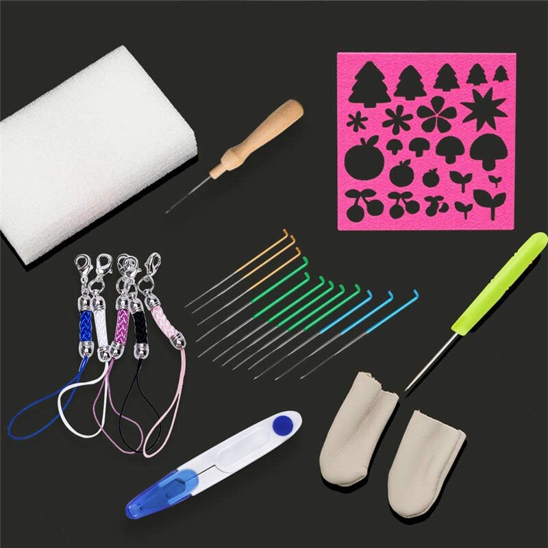 LMDZ 24 Colors Wool Felting Needle Kit Foam Mat Arts Fibre Yarn Fabric Roving DIY Spinning Sewing Mold Needlework Accessories