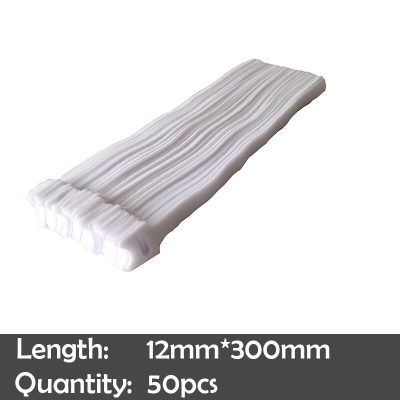 50pz fascette adesive per nastro di fissaggio fascette magiche gancio ad anello bastone bulcker cintura fascio filo linea cavo cinturino: bianca