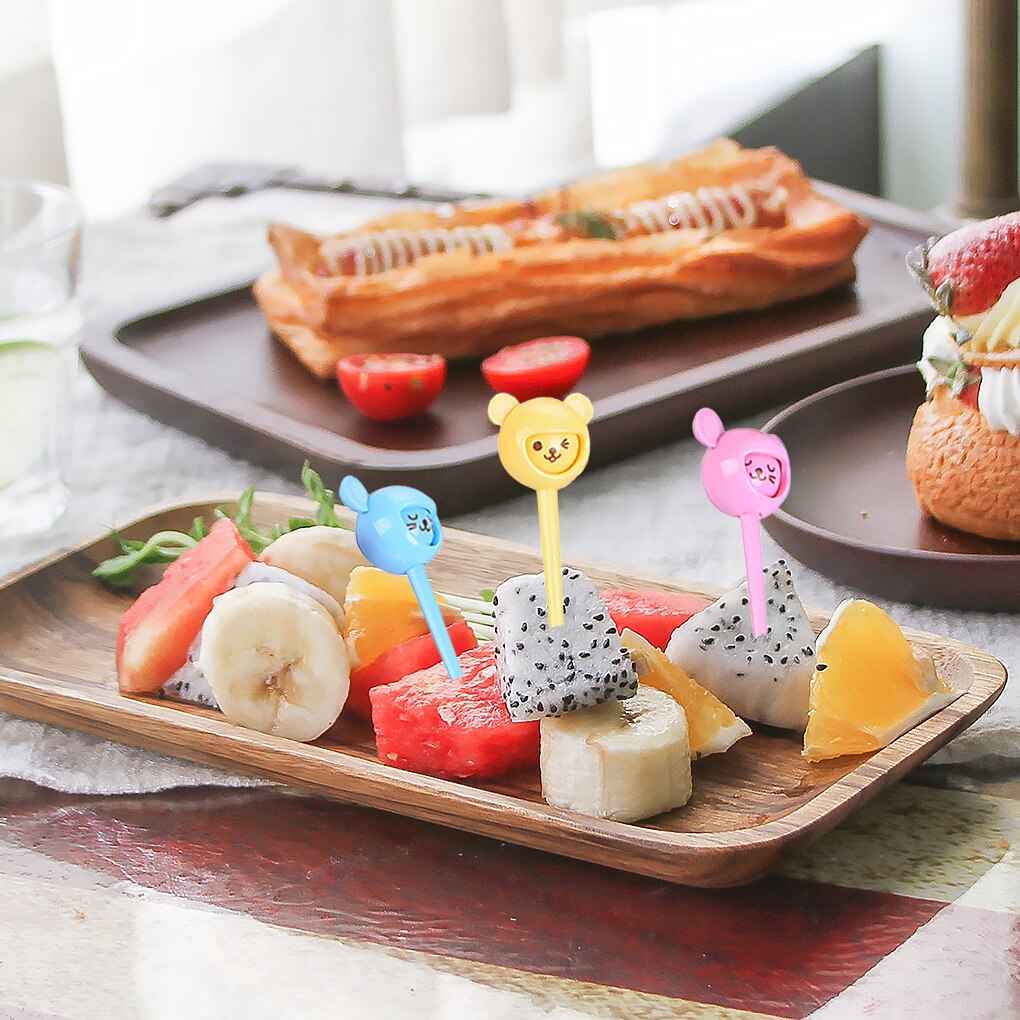 10pcs Cute Cartoon Fruit Fork Set Twisted Party Buffet Fruit Desserts Food Cocktail Sandwich Fork Stick For Home Party Supplies