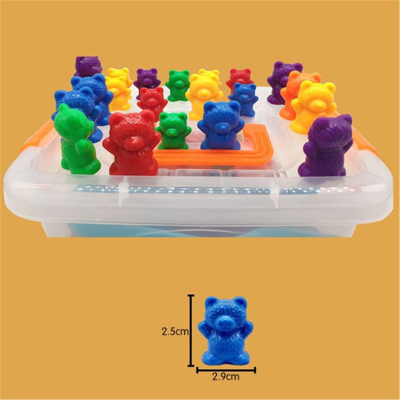 Children Montessori Toy 1set Boxed Counting Bear Montessori Educational Cognition Rainbow Matching Game Educational Toys