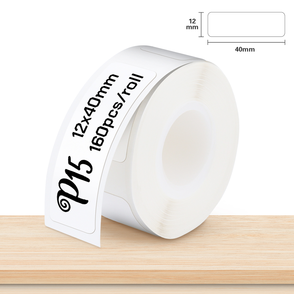 P15 Papierrolle 15x40 Thermoaufkleber 12x40 15x30 14x40 Thermodruckerband Transparentes Etikettenpapier für P15 P12 P11 D30 Q30S: K
