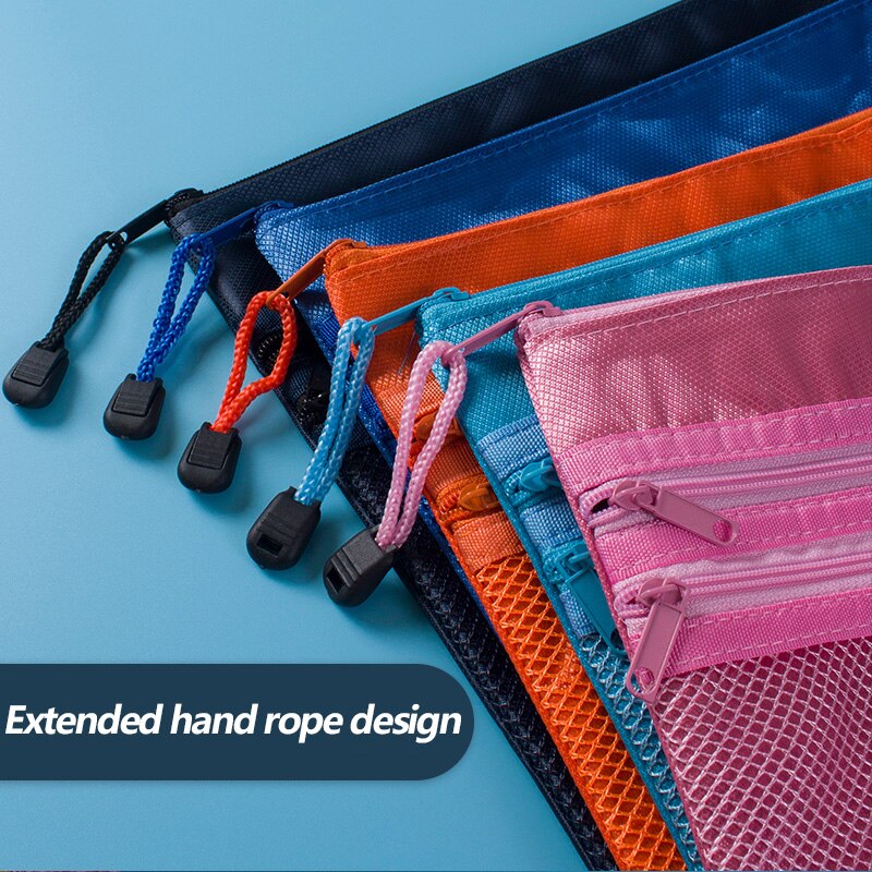 File Bag Folder Color Three-layer Canvas Zipper Waterproof File Bag Storage Bag File File Bag Office School Supplies