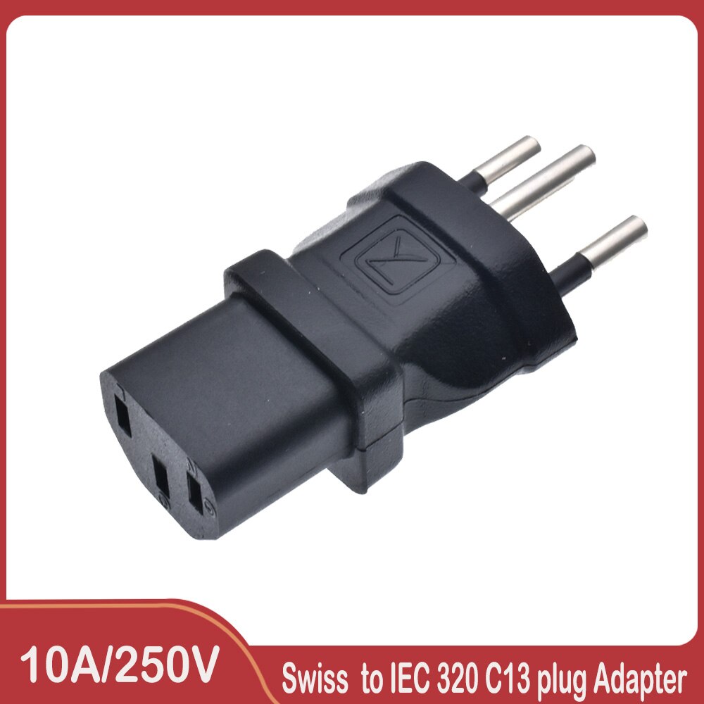 SEV1011 Swiss AC power cable plug adapter with IEC 320 C13 female socket for PC Computer Monitor 3D Printer TV