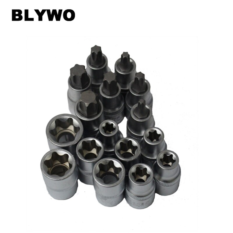 17pcs/Set 1/2 inch Star Torx Socket Tools Set Male Female Sockets for Mechanics Repair Tool Kit