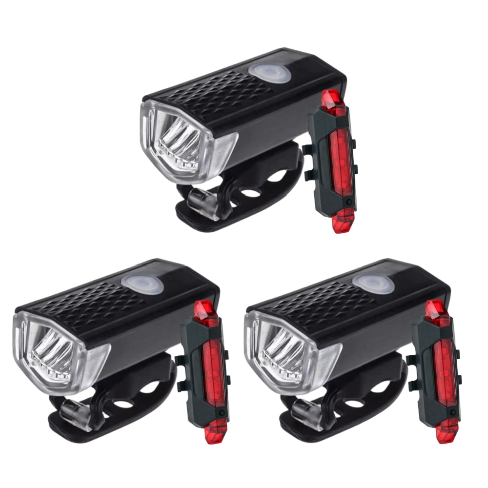 Faro delantero LED para bicicleta de montaña, linterna de advertencia, recargable vía USB, a prueba de lluvia, 1/2 piezas: Verde claro