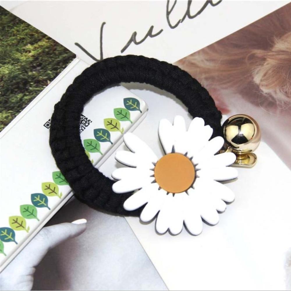 ¡Novedad de primavera y verano! Diadema de goma elástica coreana con de margaritas y flores, diademas de goma para el pelo, diadema para mujer: Black