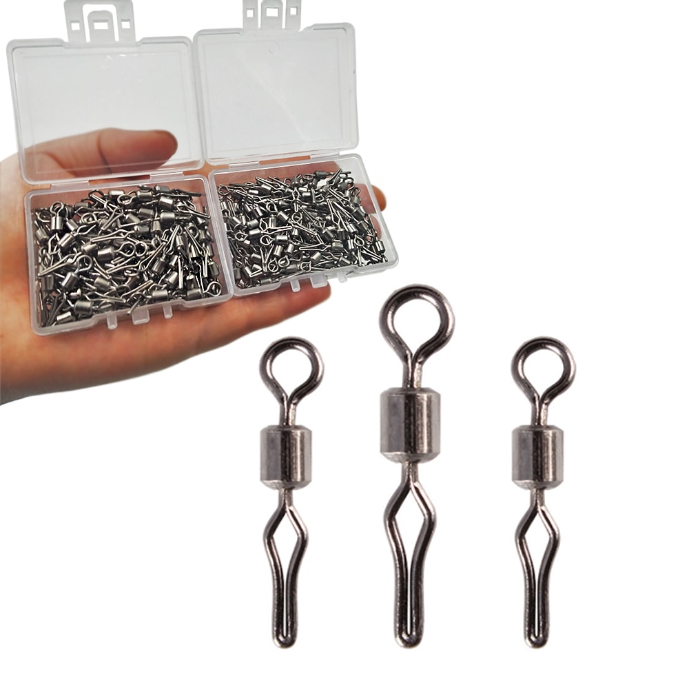 100pcs/box Swivel side line clip fishing tackle fishhooks and crap fishing connector fishing swivels with snap Accessorries