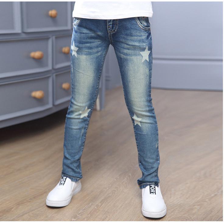 Kinderspijkerbroeken kinderen meisjes gescheurde jeans baby kinderen start leggings herfst meisje katoenen casual potloodbroek babymeisjes jeans: Lente dun / 8