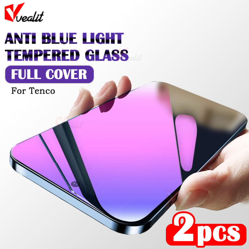 2pcs Anti Blue Ray Light Full Cover Tempered glass For Tecno Pop 8 7 6 Pro Screen Protector for Tecno Pova 6 Neo 4 5 Pro Glass