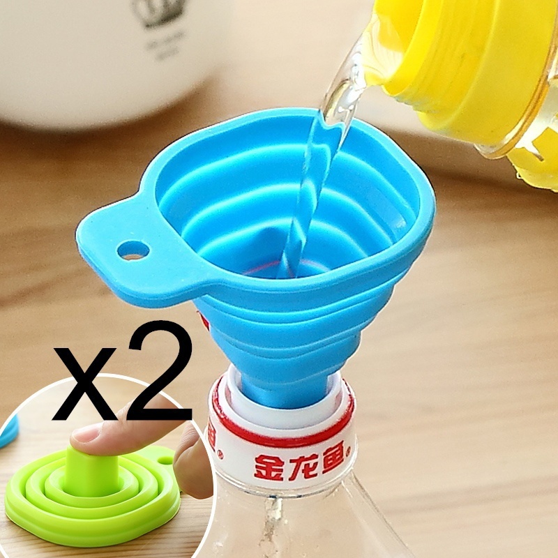 Embudo plegable de Gel de silicona para cocina, tolva, accesorios de utensilios para cocina al aire libre, 2 unids/lote