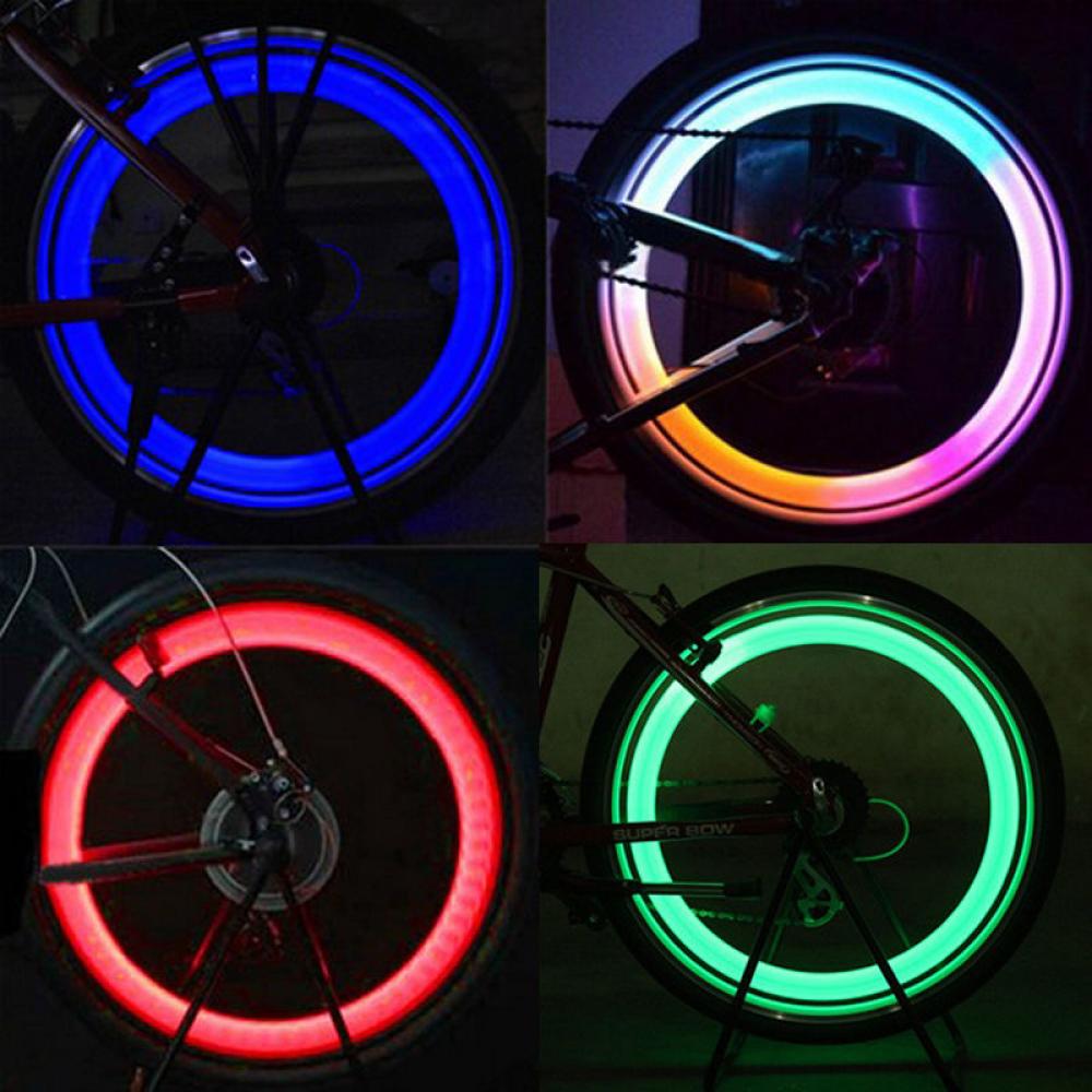 4 farver cykel lysende eger lys blinkende førte cykel cykling hjul ledning dæk advarsel lysende lampe indikator