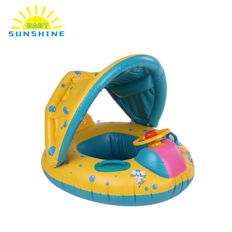 Pvc Opblaasbare Baby Zwemmen Ring Zwembad Veiligheid Baby Baby Zwemmen Float Verstelbare Zonnescherm Seat Zwembad Accessoires