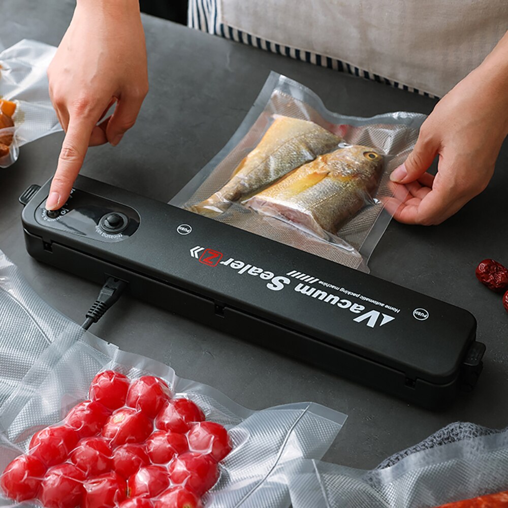Küche Vakuum Lebensmittel Versiegelung 220V/110V Automatische Kommerziellen Haushalt Lebensmittel Vakuum Versiegelung Verpackung Maschine Umfassen 10Stck taschen