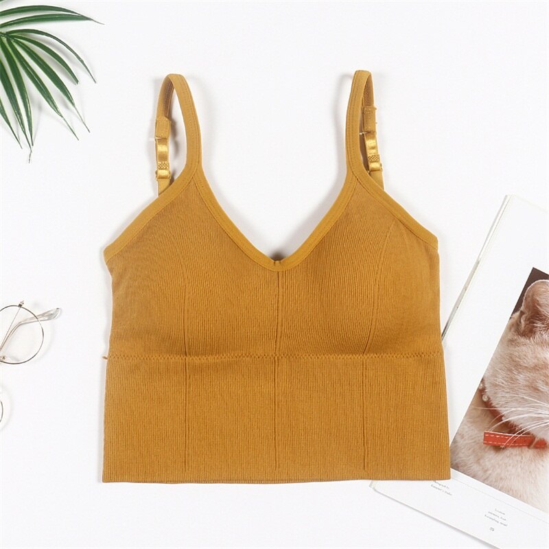 Women Sport Bra Top Black Padded Yoga Brassiere Fitness Sports Tank Top Female Sport Yoga Bra Push Up Sports Bra B0192: Yellow