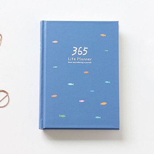 Cuaderno planificador de 365 días Agenda anual ilustración de página interior colorida Plan diario Registro Diario vida papelería: Blue
