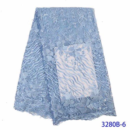 Nigeriaanse Kant Stoffen Franse Kant Stof Met Kralen C Afrikaanse Kant Stof Kant Materiaal Voor Kleding YA3280B-6: Picture 6