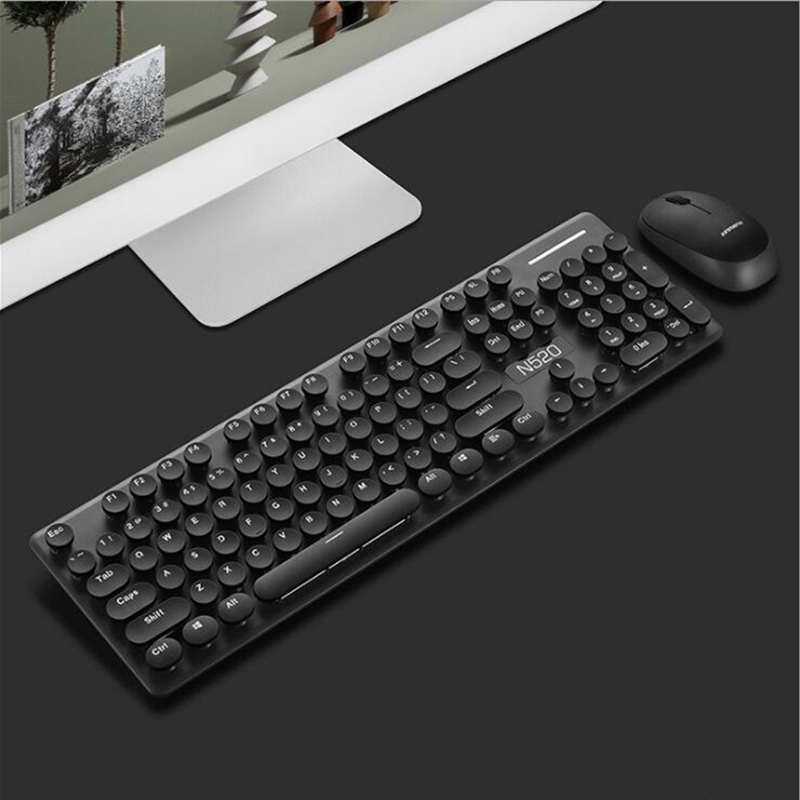 iMice N52 wireless punk mechanical feel 104 key office business girl cute keyboard + mouse for tablet computer with USB receiver