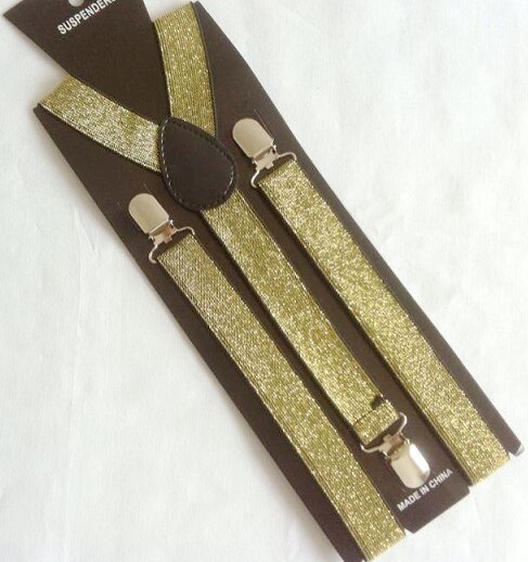 Unisex justerbare clip-on seler elastisk guld og sølv seler til mænd og kvinder