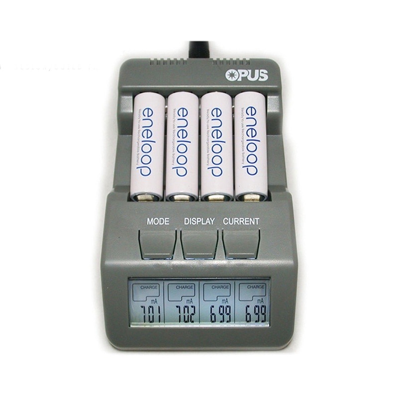 Opus BT-C700 4 Slots Intelligente AA AAA Batterijlader met lcd-scherm EU Plug Ni-Mh NiCd Lader