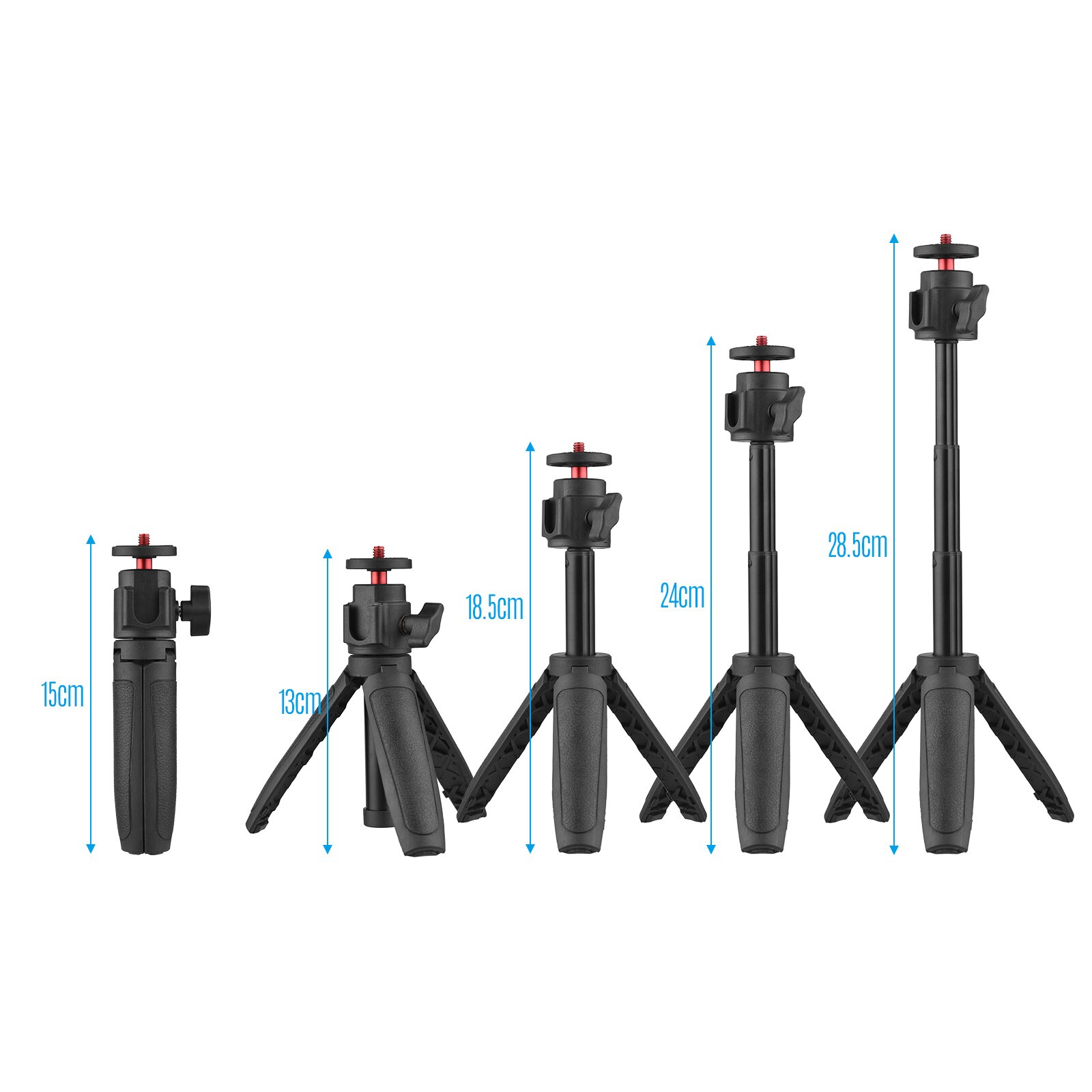 Portable Mini Tripod Lightweight Extendable Tripod Stand Handle Grip with 4 Levels of Adjustable Height for Phone Camera Video