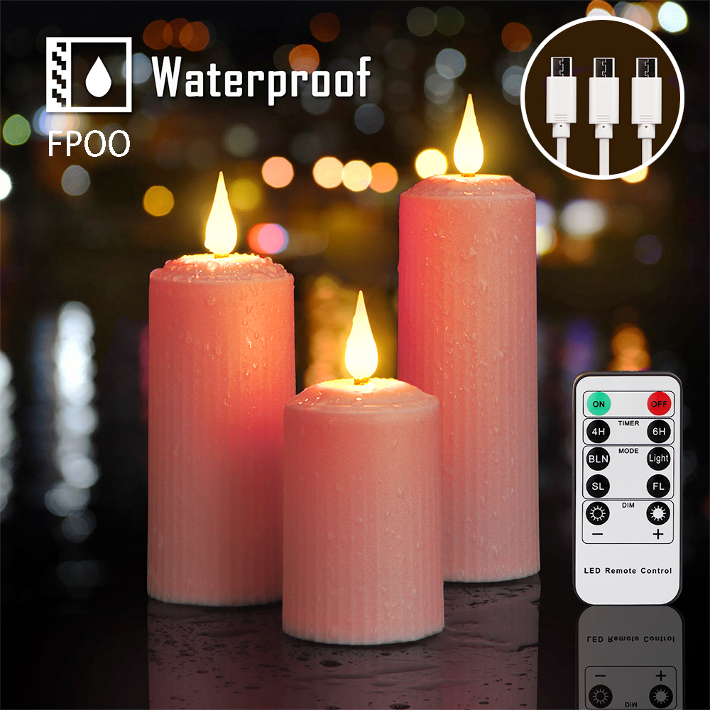 Velas Led recargables por Usb, llama parpadeante con Control remoto, luz impermeable, velas de boda, lámpara de vela de decoración del hogar