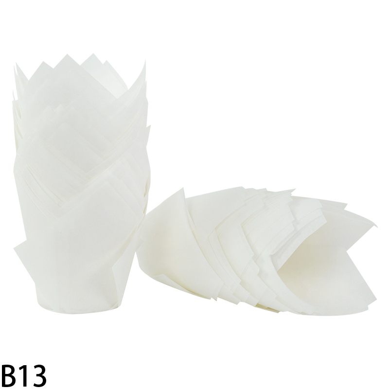 50Pcs Newspaper Style Cupcake Liner Baking Cup For Wedding Party Caissettes Tulip Muffin Cupcake Paper Cup Oilproof Cake Wrapper: Brown