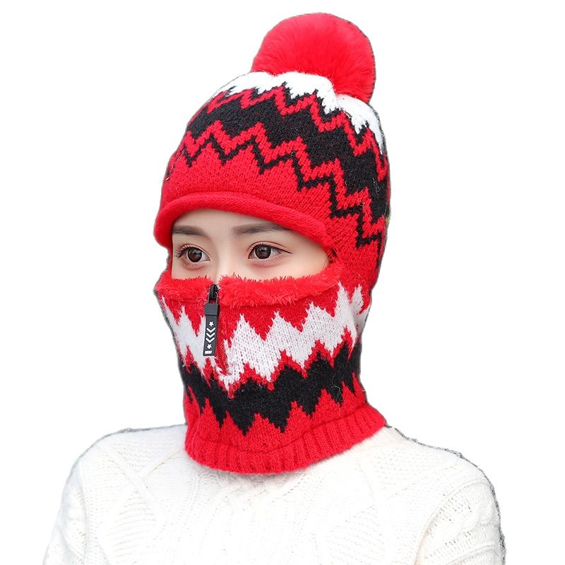 Double-Use Women Warm Knitted Hat Scarf Hooded Collar Elastic Winter All-Match Adult Teen Thick Soft Neck Warmer Female Caps