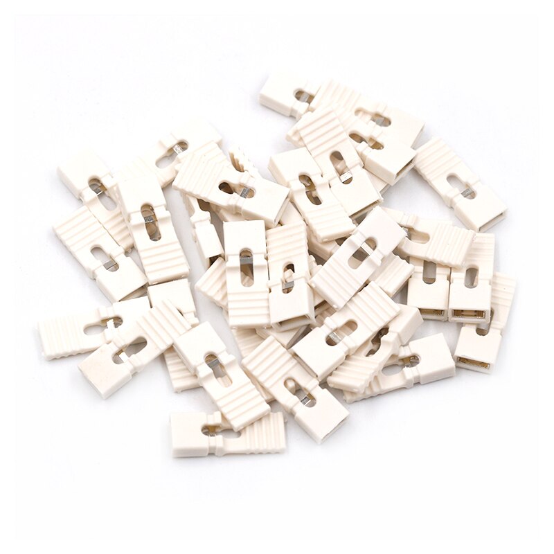 50pcs pas de cavalier capuchon court et têtes et boîtiers de fil 2.54MM SHUNT noir jaune blanc vert rouge bleu: Long-White