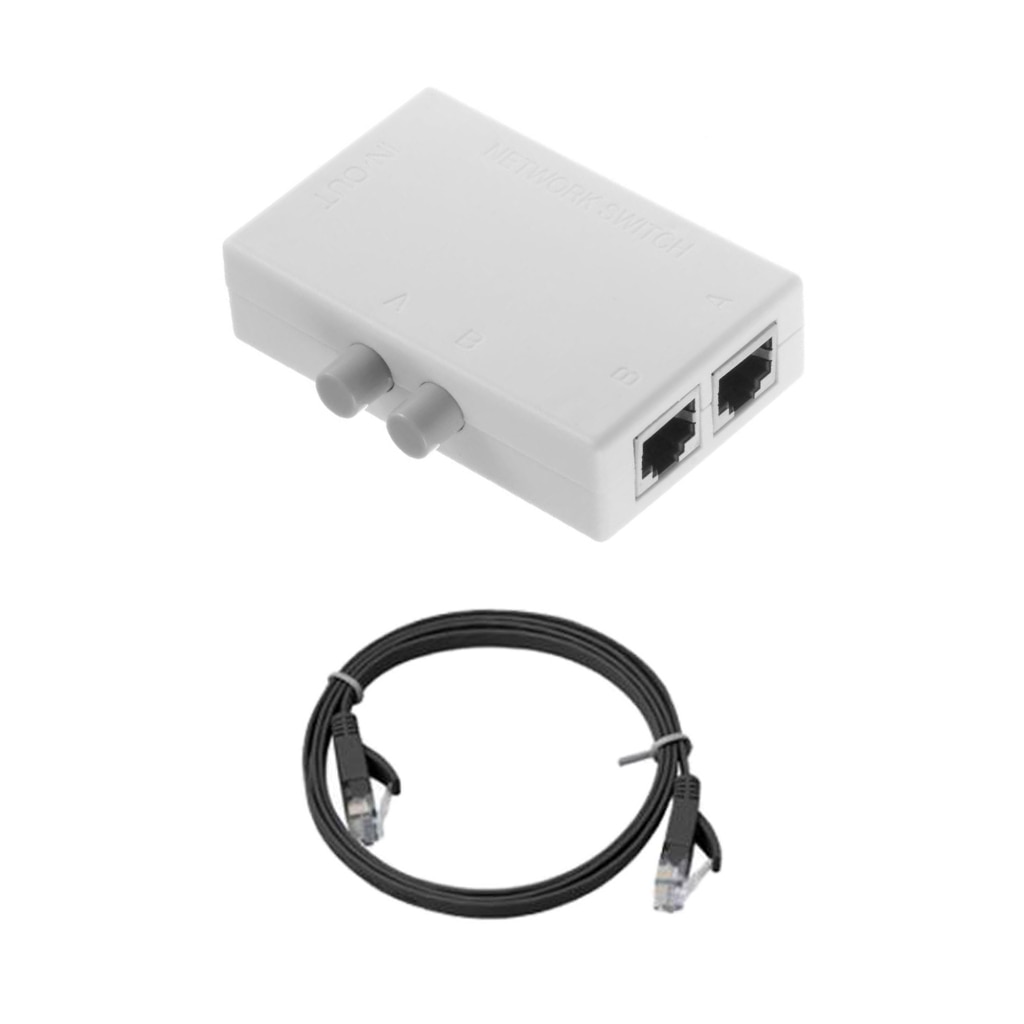 RJ45 Splitter Selector Switch, 2 Port Network Switch Splitter Selector Hub Ethernet Mini Switch Box