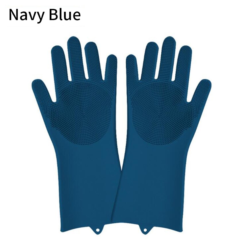 Guantes de lavado de platos, estropajo de cocina de silicona, guantes de limpieza para platos, suministros de Herramientas de limpieza del hogar,: Navy Blue