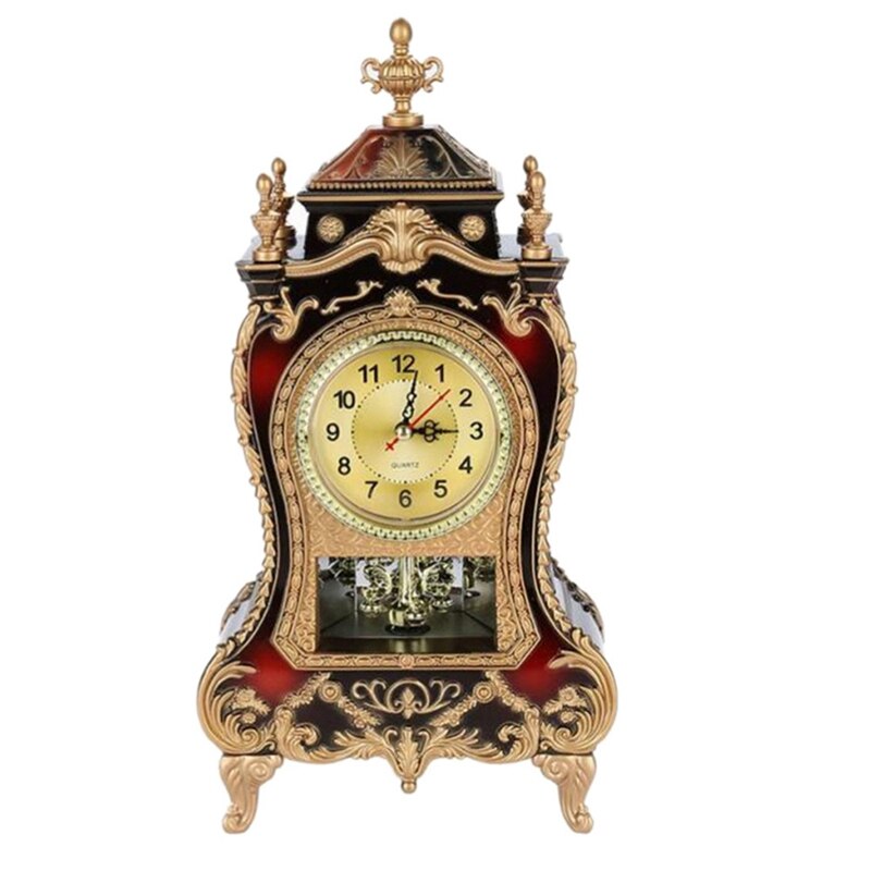 Vintage Desk Retro Alarm Clocks Classical Royalty Living Room TV Cabinet Desk Furnishing Sit Pendulum Clock: Default Title